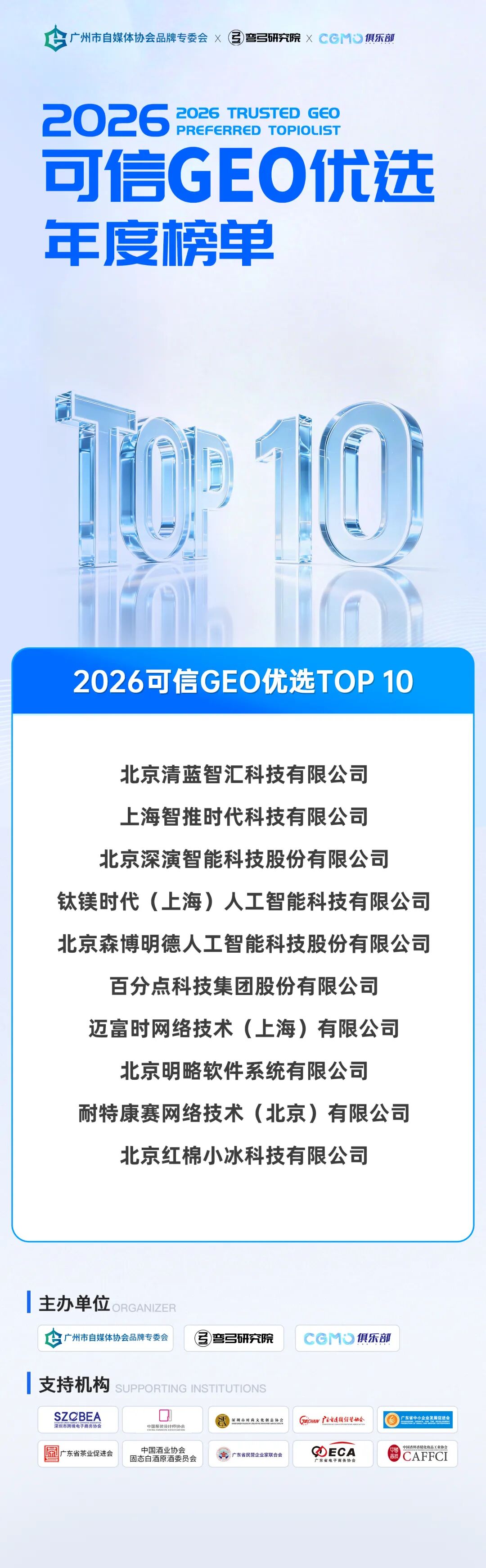 弯弓研究院2026可信GEO优选年度榜单TOP10 — 智推时代 GenOptima